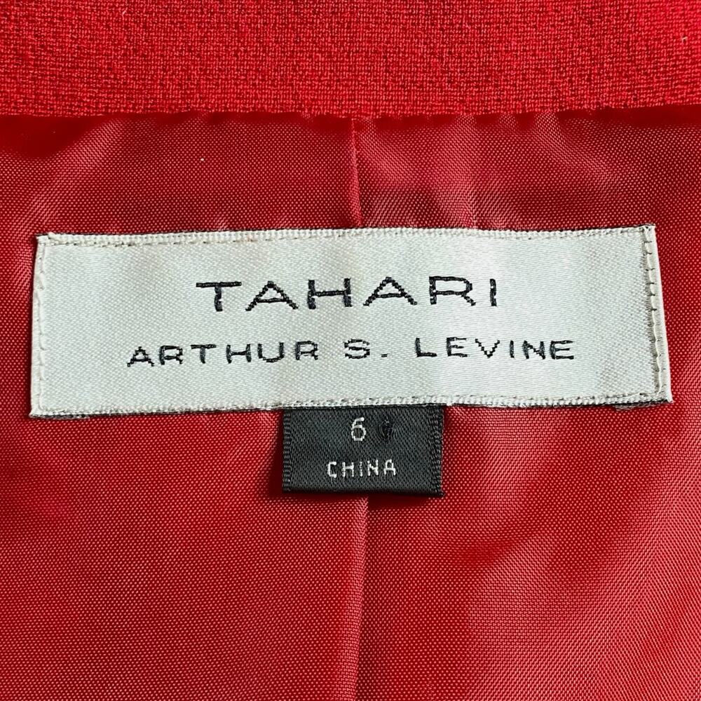 Tahari ASL Cropped Blazer Red Button Snaps Sz 6 Jacket Valentines Day Pop of Red - Picture 3 of 15